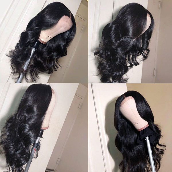 13X4 Lace Frontal Body Wave Wig Displayed On Mannequin From Multiple Angles