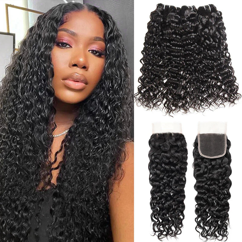 Loose Deep Wave Hairstyle Model With 12a Grade Human Hair Bundles and Lace Closure