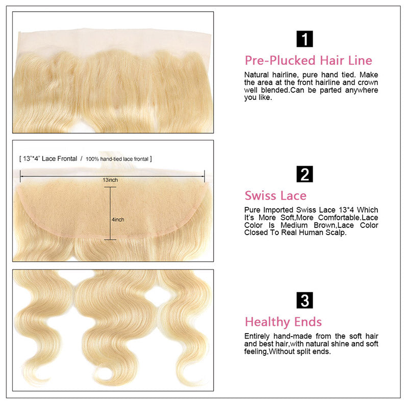 Ishow Body Wave Hair 613 Blonde Hair With Lace Frontal 3 Bundles Hair With 13*4 Lace Frontal