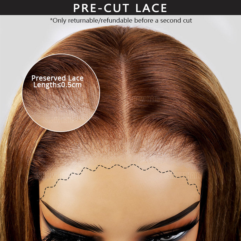 Pre-Cut Lace of P4/27 Wig Showcasing Invisible Knots and Realistic Scalp Look