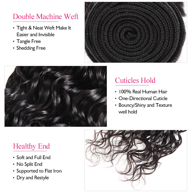 Ishow Water Wave Human Hair Weave Bundles 1pc Natural Black Non Remy Hair Extensions - IshowVirginHair