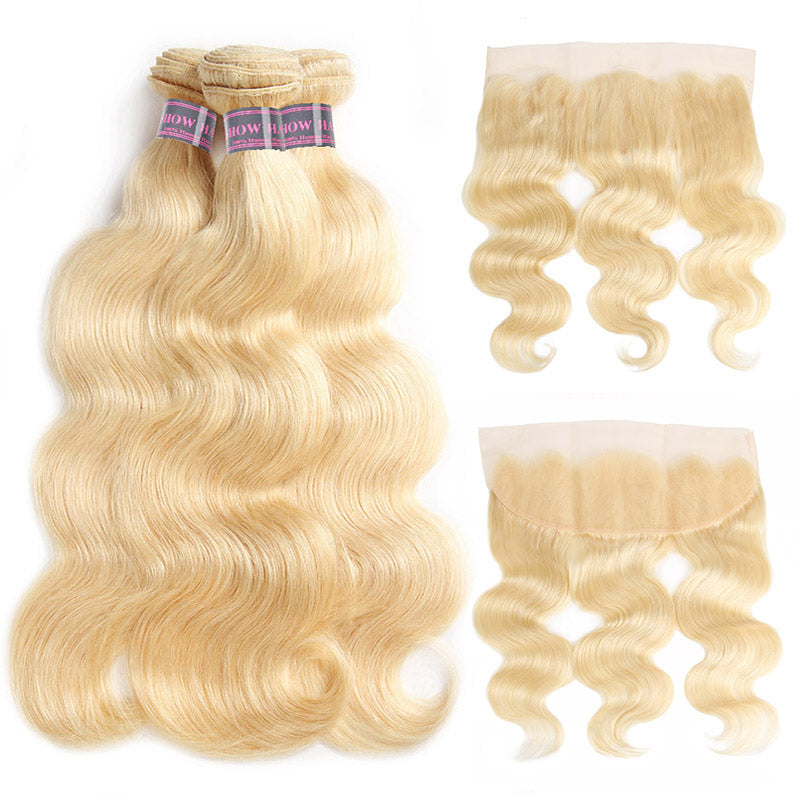 Ishow Body Wave Hair 613 Blonde Hair With Lace Frontal 3 Bundles Hair With 13*4 Lace Frontal