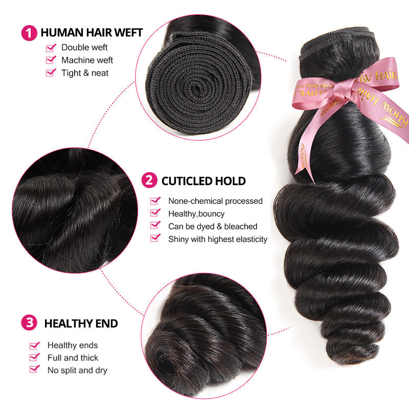 12a Grade Human Hair Weft With Features: Double Weft, Bouncy Cuticle Hold, Healthy Ends