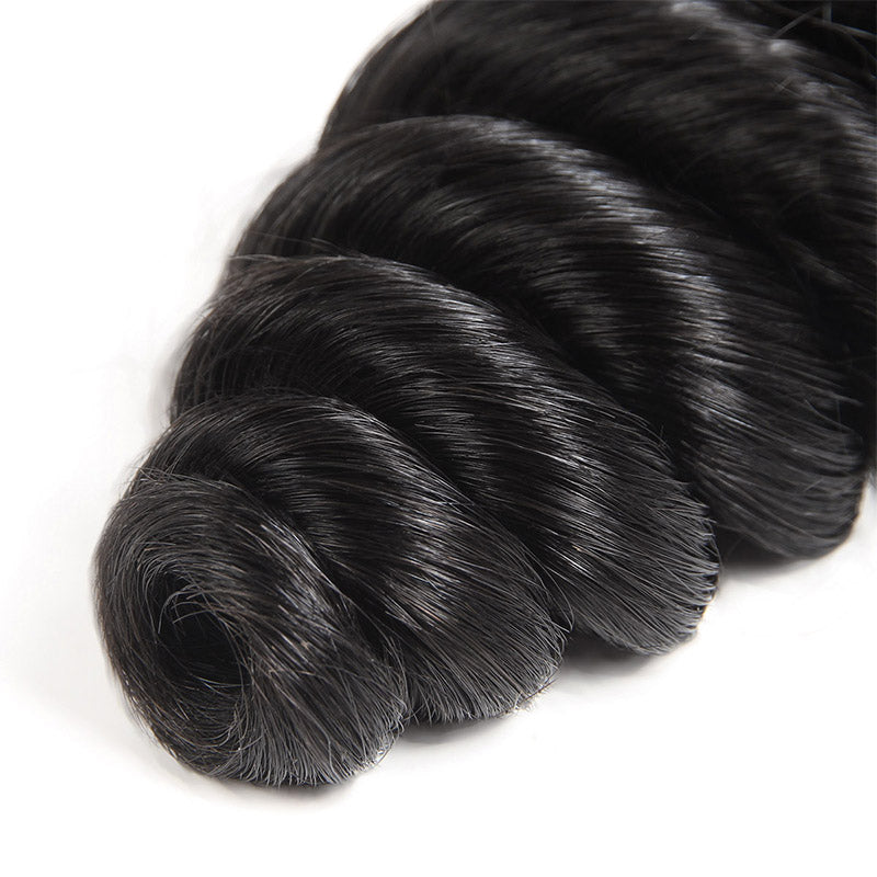 Brazilian Loose Wave Hair 3 Bundles with Ear-To-Ear 13x4 Lace Frontal,100% Virgin Human Hair