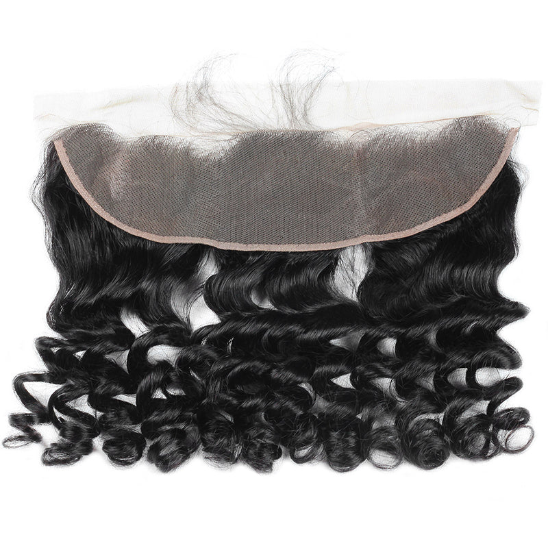 Brazilian Loose Wave Hair 3 Bundles with Ear-To-Ear 13x4 Lace Frontal,100% Virgin Human Hair