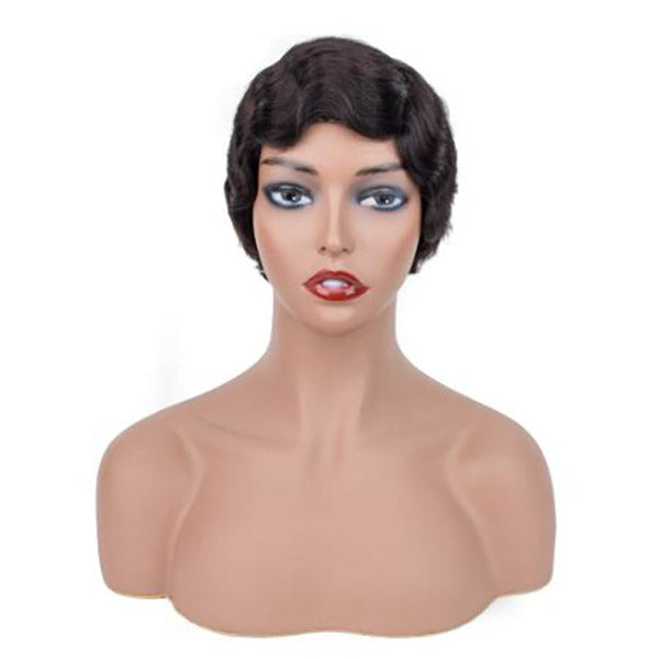 Ishow Short Human Hair Wigs Finger Wave Machine Made Virgin Remy Hair Wig - IshowHair