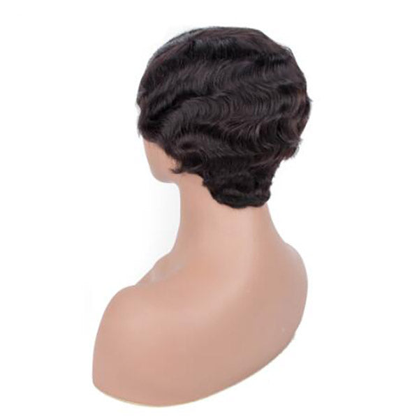 Ishow Short Human Hair Wigs Finger Wave Machine Made Virgin Remy Hair Wig - IshowHair