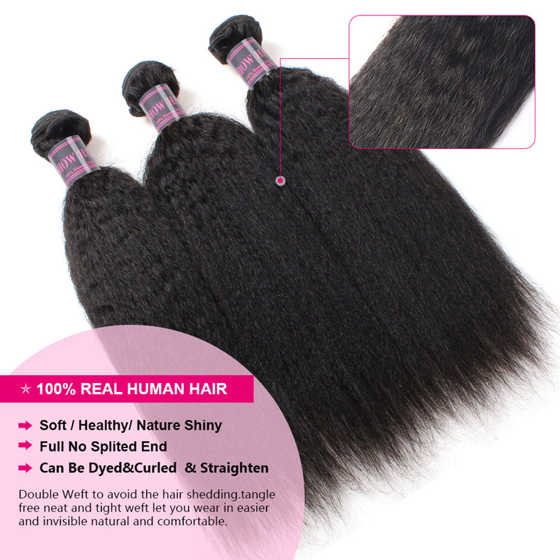Human Hair Bundles of Weave Ishow Malaysian Yaki Straight Hair Extensions 3 Bundles Deal Remy Hair Weave Bundles - IshowVirginHair