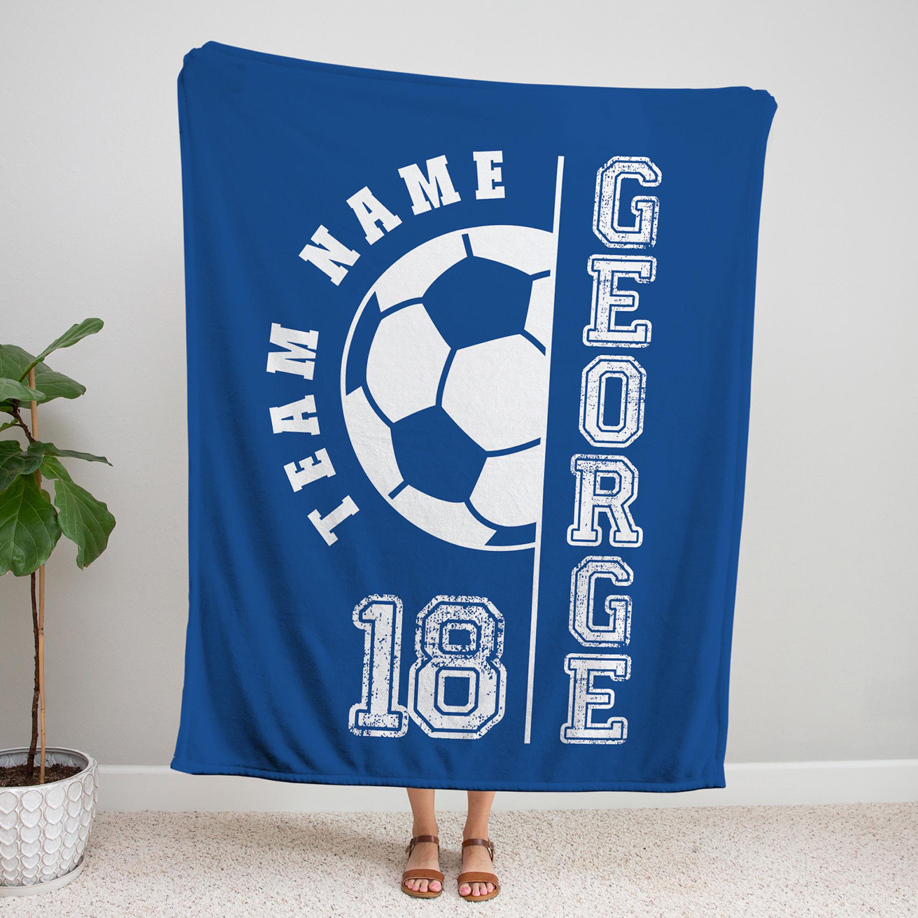 Personalized Soccer Blanket – Custom Team Name & Number