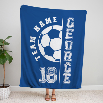 Personalized Soccer Blanket – Custom Team Name & Number