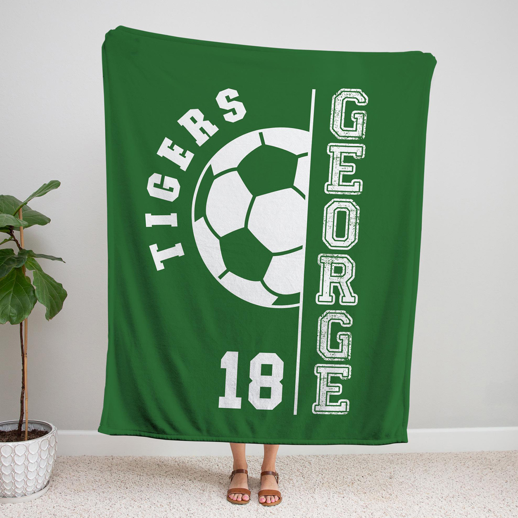 Personalized Soccer Blanket – Custom Team Name & Number