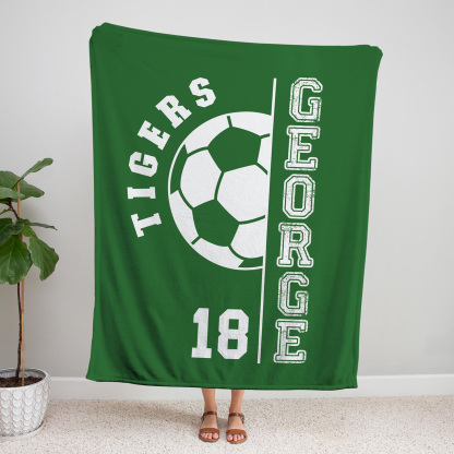 Personalized Soccer Blanket – Custom Team Name & Number