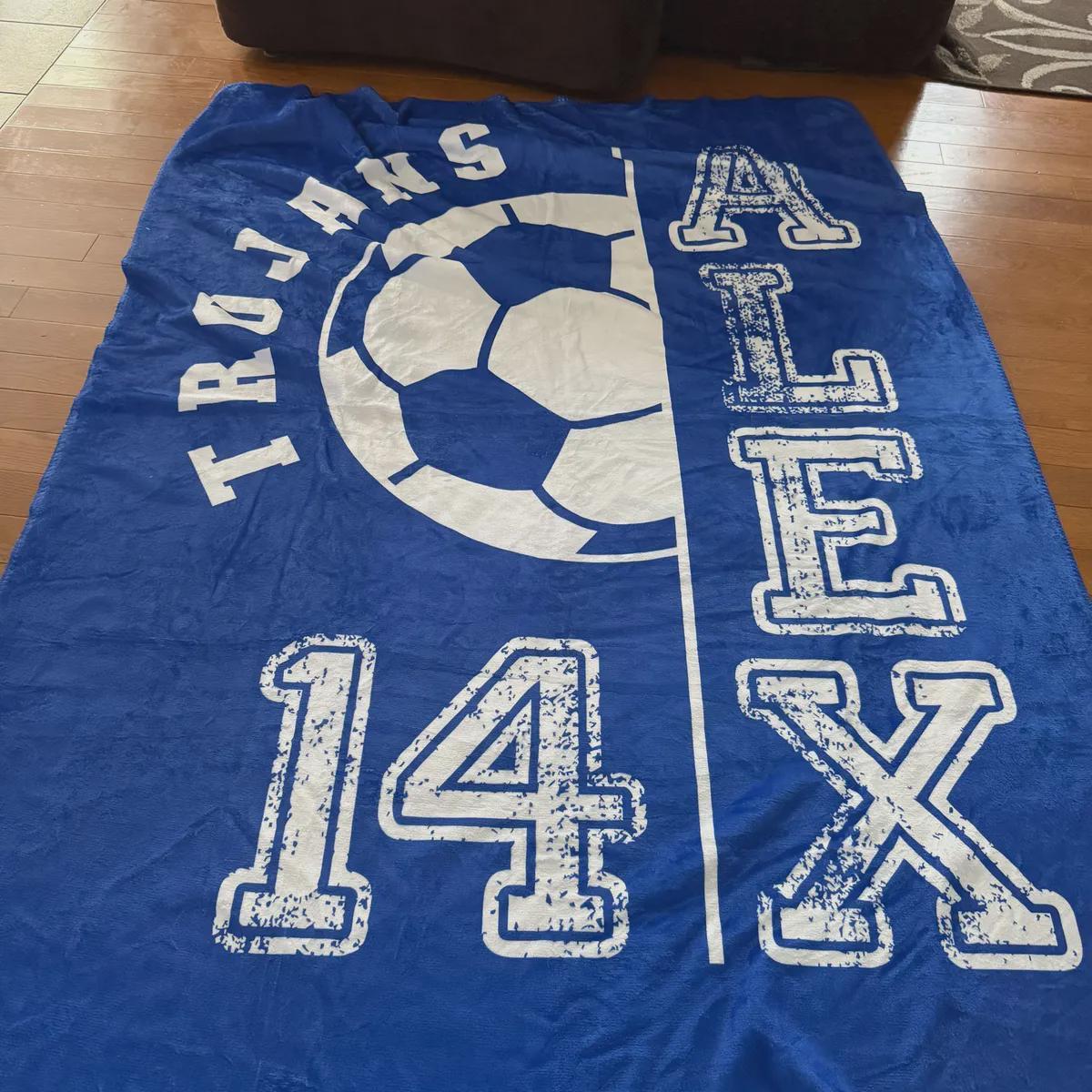 Personalized Soccer Blanket – Custom Team Name & Number