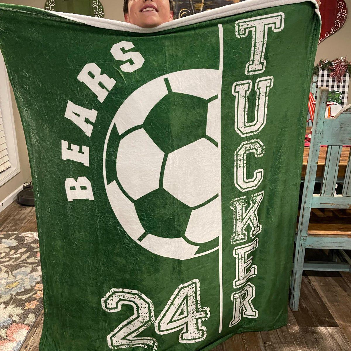 Personalized Soccer Blanket – Custom Team Name & Number