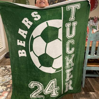 Personalized Soccer Blanket – Custom Team Name & Number