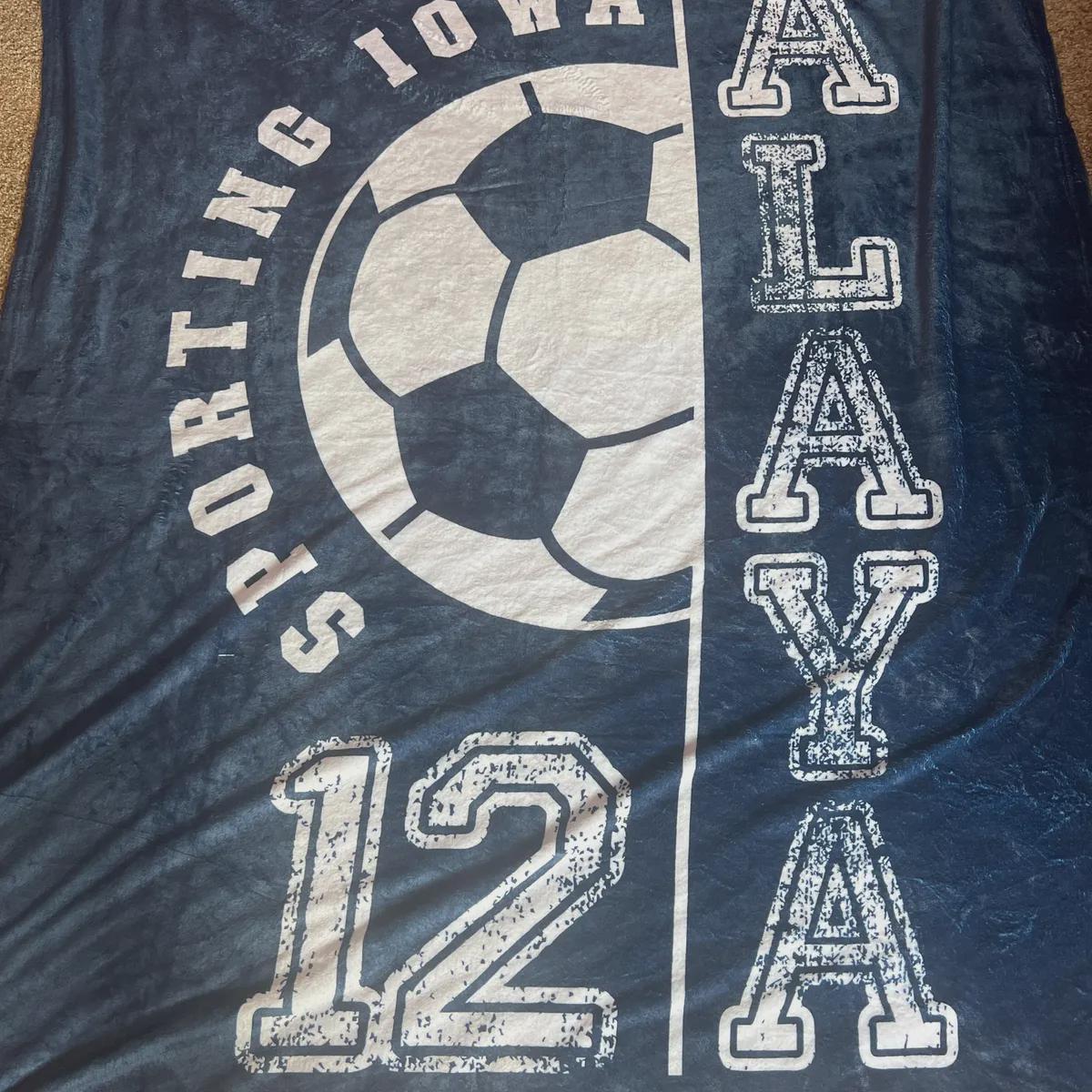 Personalized Soccer Blanket – Custom Team Name & Number