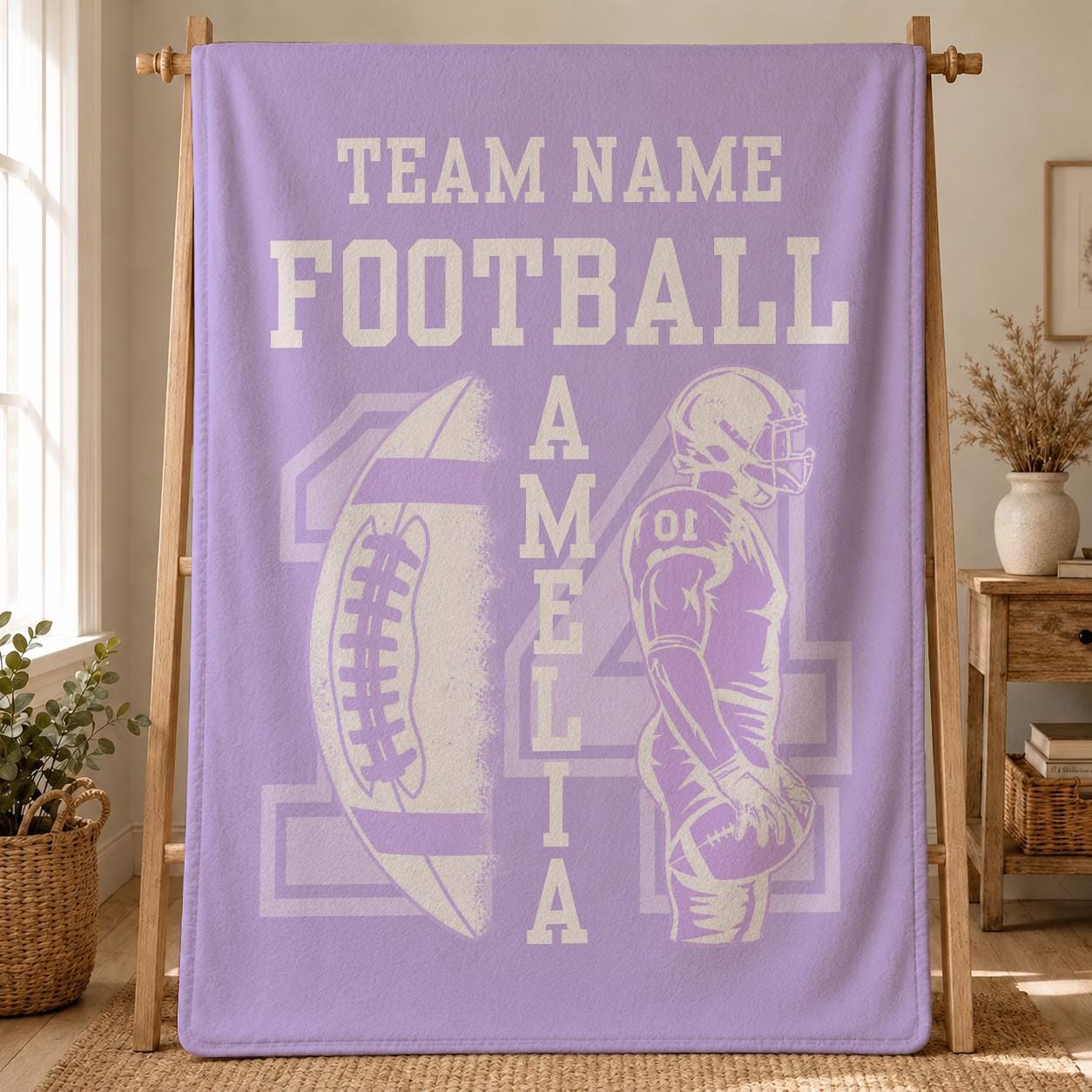 Personalized Football Team Blanket – Custom Player Name & Number
