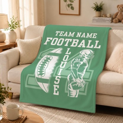Personalized Football Team Blanket – Custom Player Name & Number