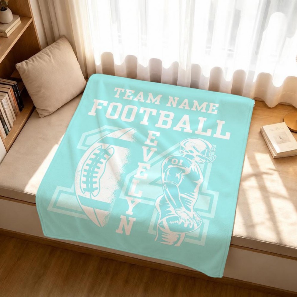 Personalized Football Team Blanket – Custom Player Name & Number