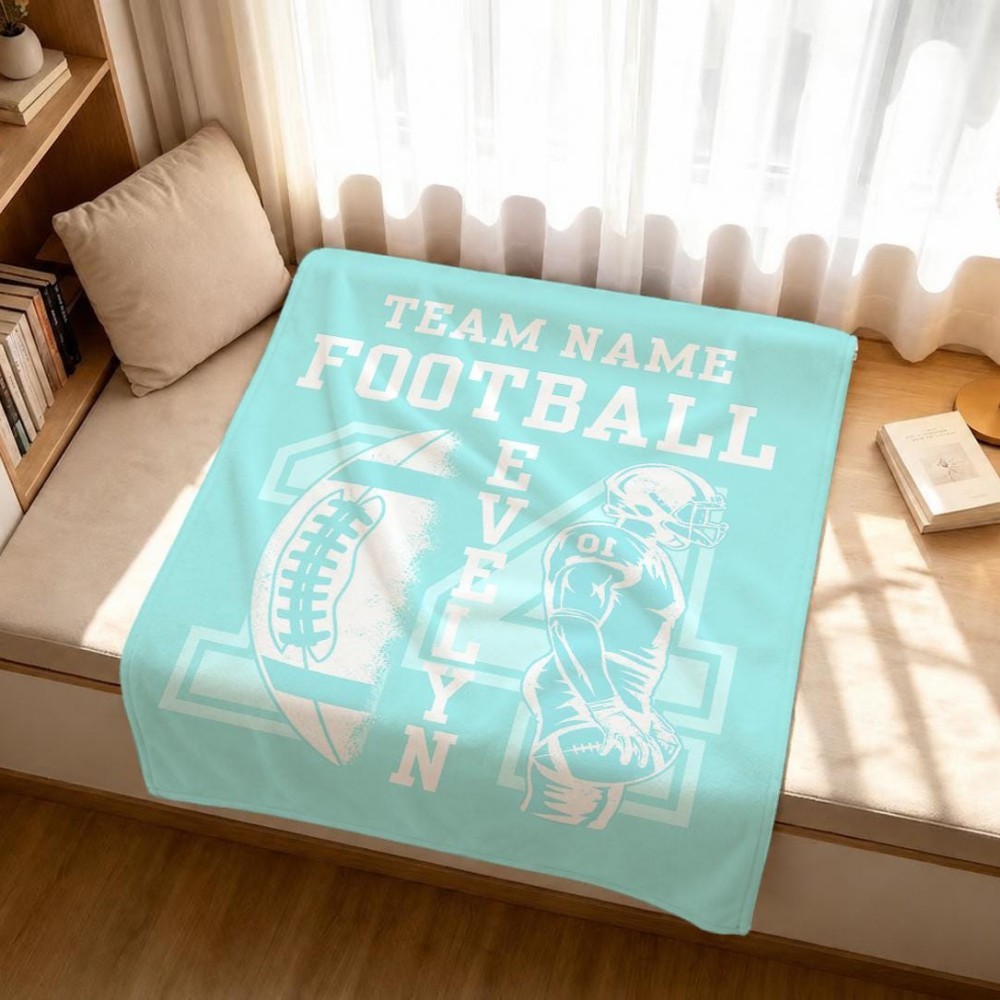 Personalized Football Team Blanket – Custom Player Name & Number