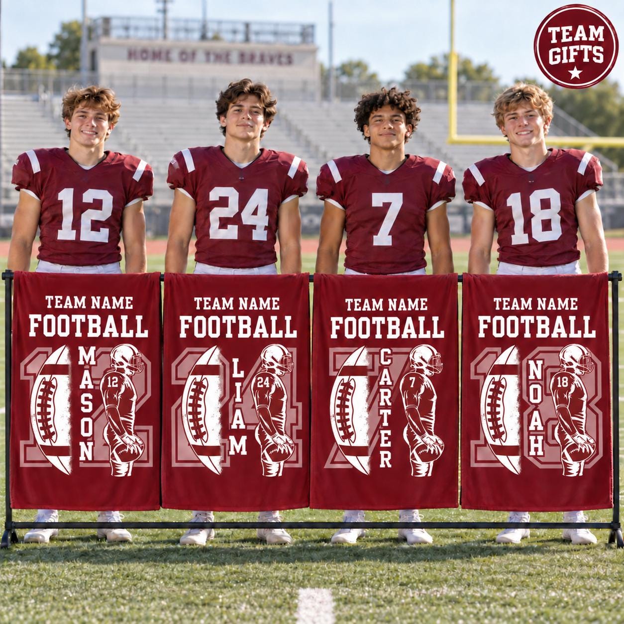 Personalized Football Team Blanket – Custom Player Name & Number