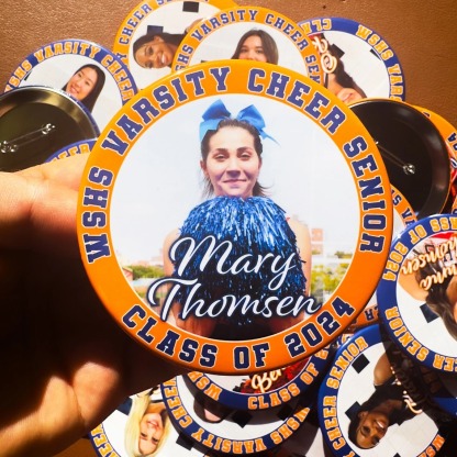 Personalized Photo Button Custom Picture and Text Pinback for Graduation Birthday Anniversary and Special Events