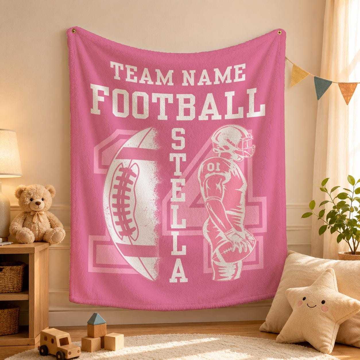 Personalized Football Team Blanket – Custom Player Name & Number