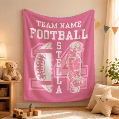 Personalized Football Team Blanket – Custom Player Name & Number