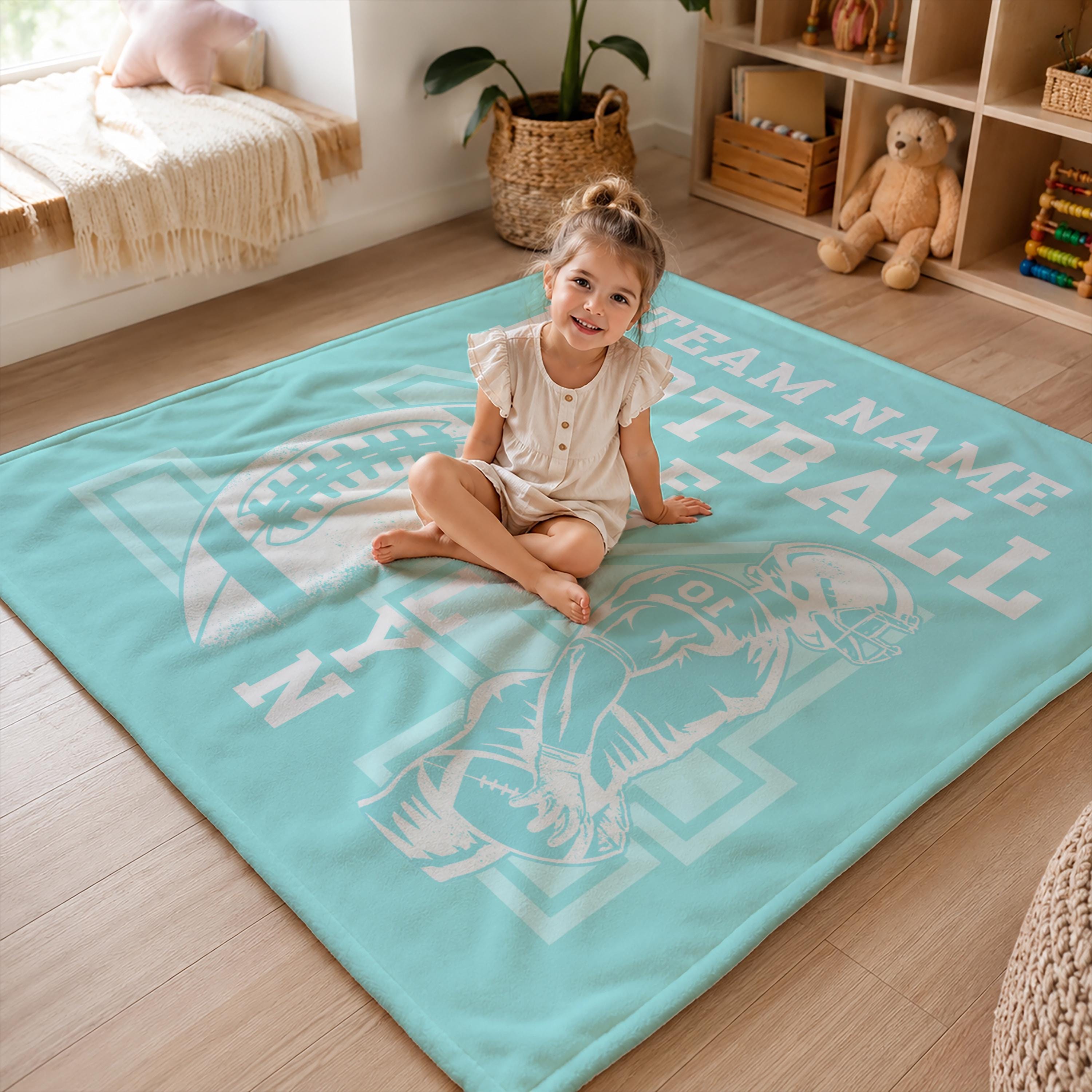 Personalized Football Team Blanket – Custom Player Name & Number