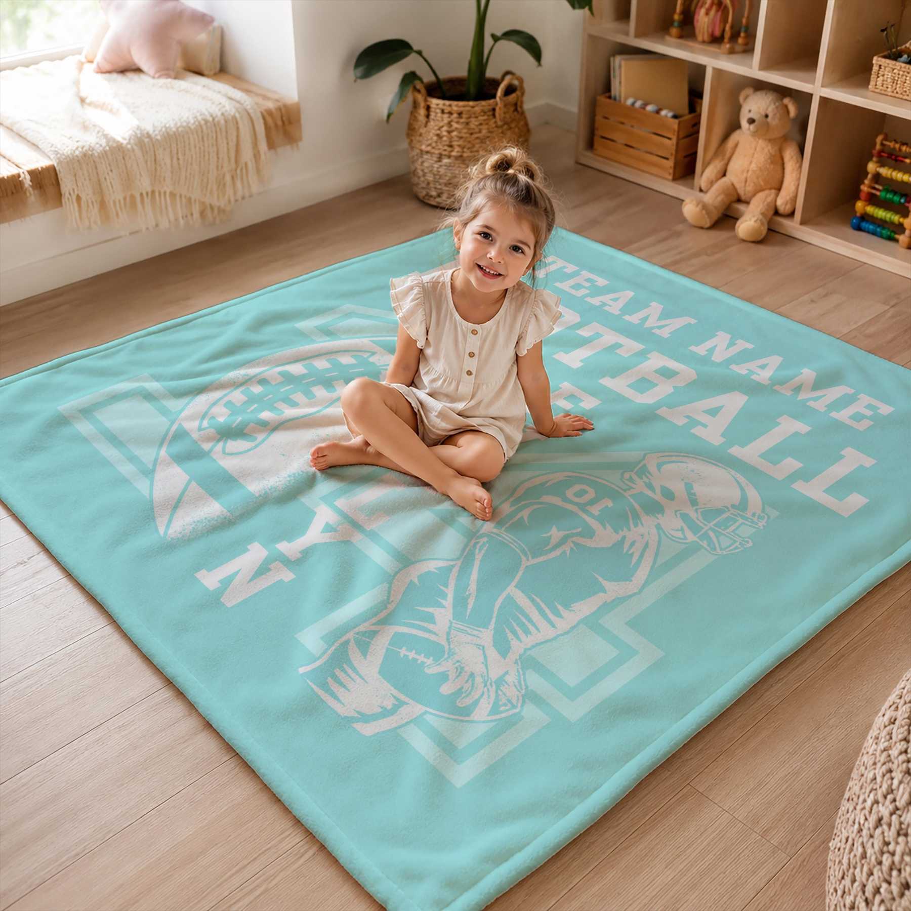 Personalized Football Team Blanket – Custom Player Name & Number