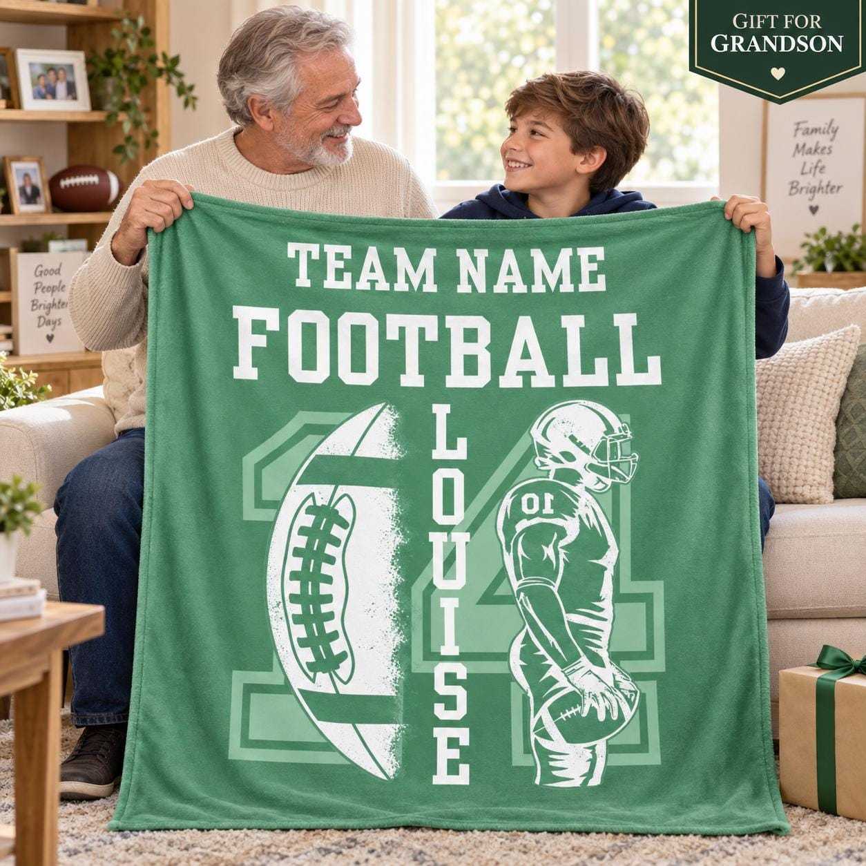 Personalized Football Team Blanket – Custom Player Name & Number