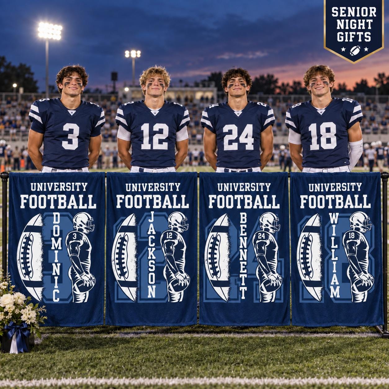 Personalized Football Team Blanket – Custom Player Name & Number