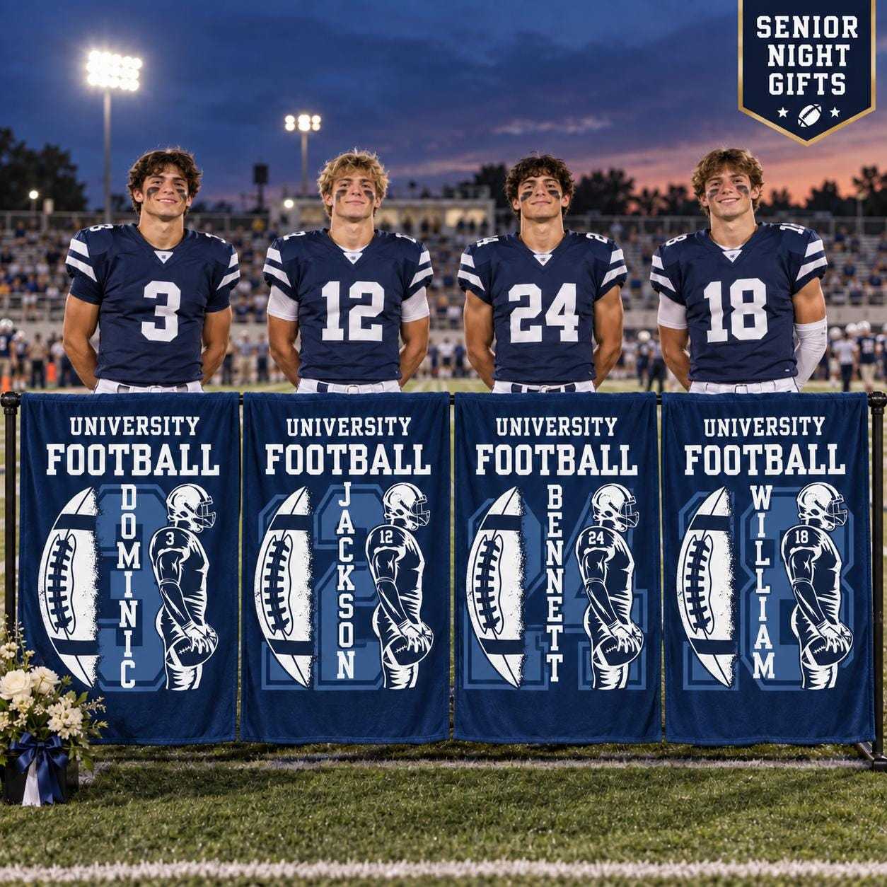 Personalized Football Team Blanket – Custom Player Name & Number