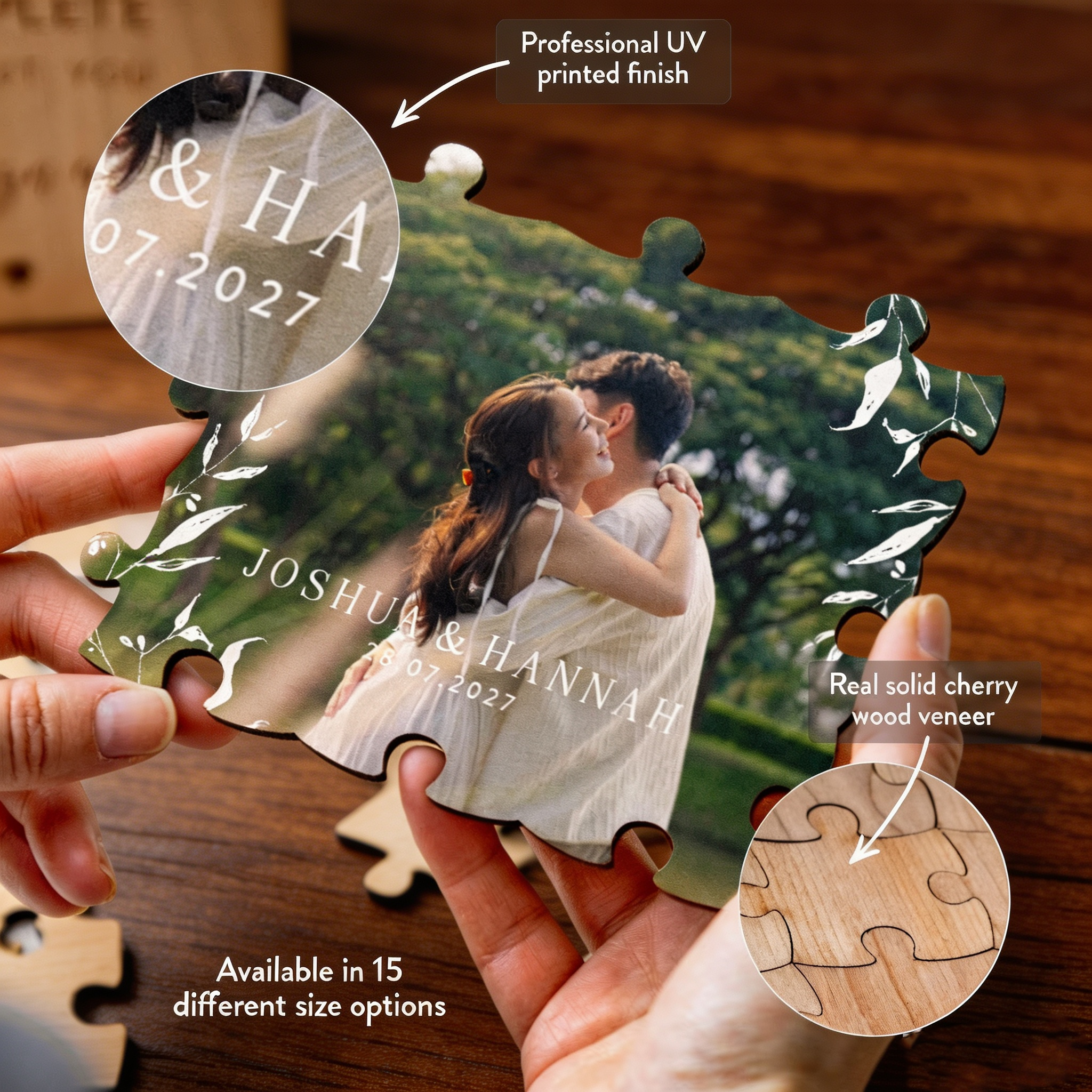 Personalized Wooden Puzzle Wedding Guest Book Alternative, Custom Engraved Keepsake Sign, Rustic Wedding Memory Frame, Unique Guest Book Gift