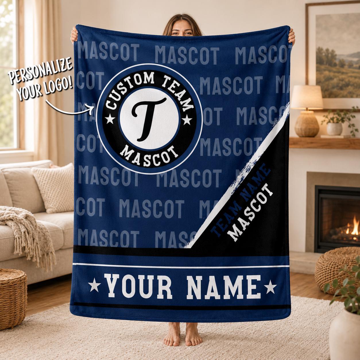 Personalized Sports Team Blanket – Custom Mascot & Name