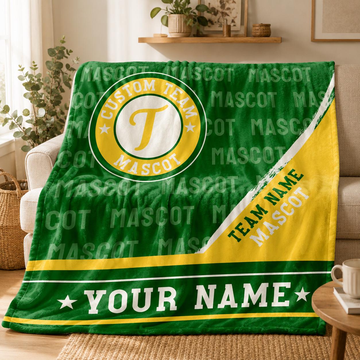 Personalized Sports Team Blanket – Custom Mascot & Name