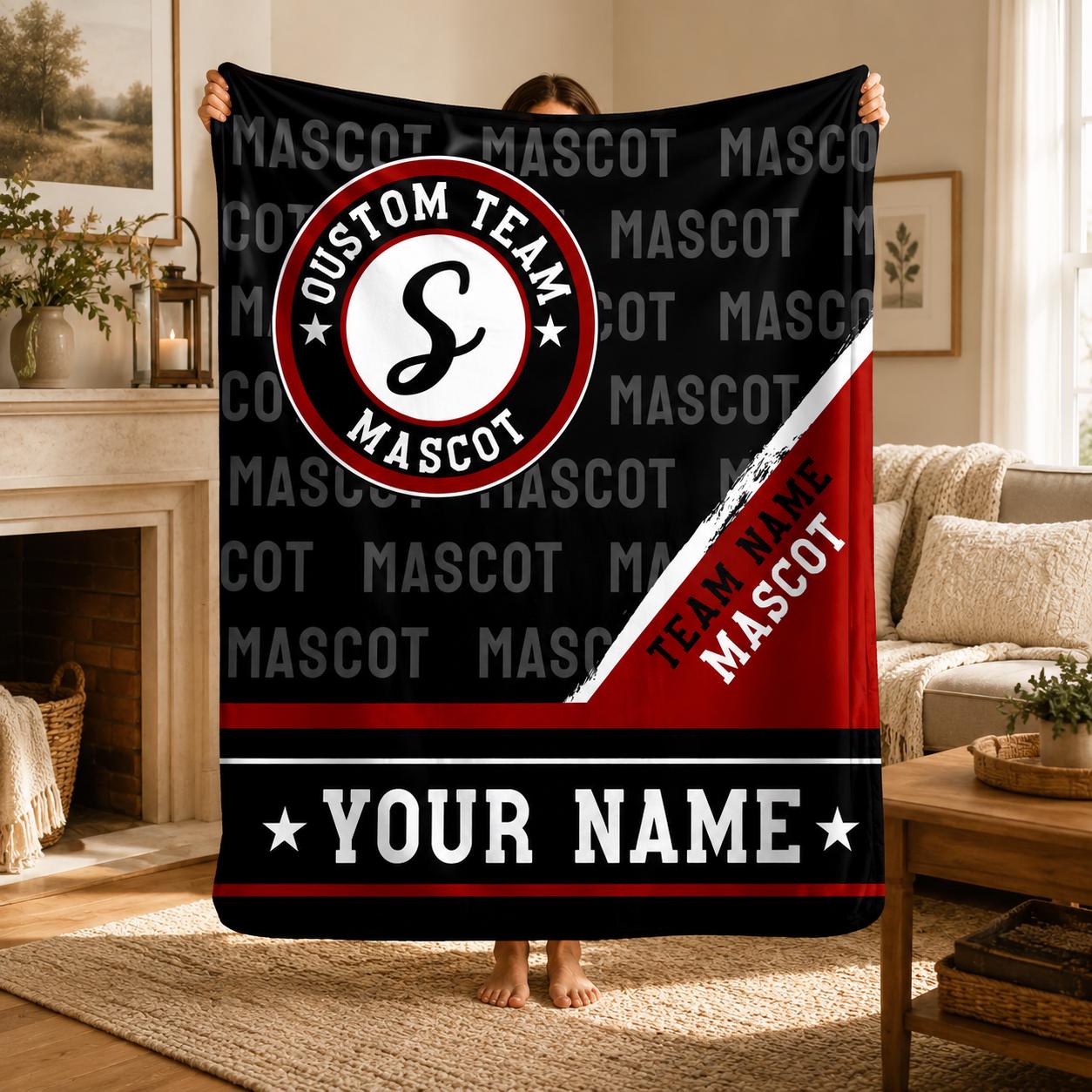 Personalized Sports Team Blanket – Custom Mascot & Name