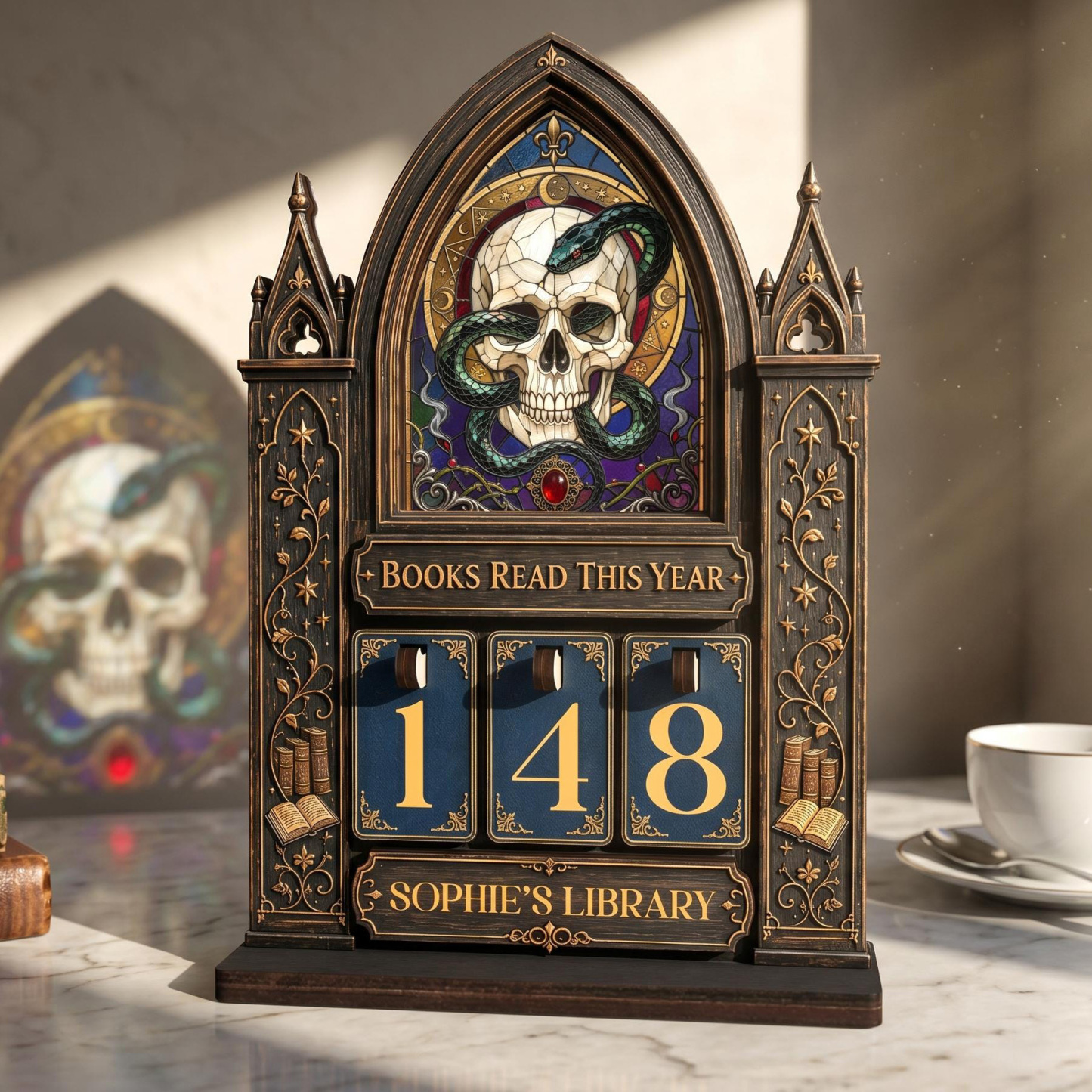 Personalized Fantasy Book Tracker Wooden Reading Counter Custom Night Court Library Decor for Book Lovers