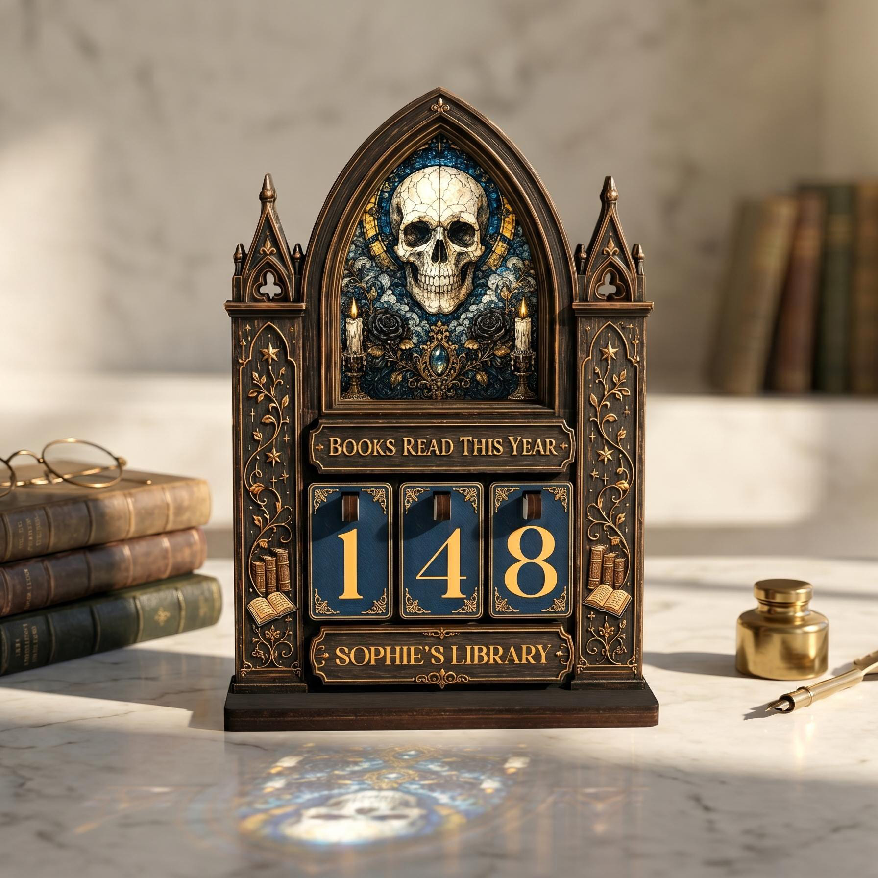 Personalized Fantasy Book Tracker Wooden Reading Counter Custom Night Court Library Decor for Book Lovers