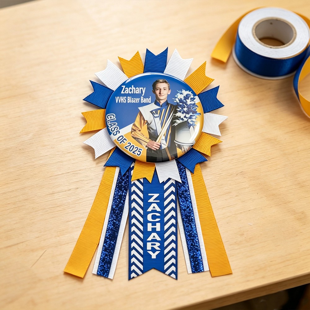 Personalized Sports Brag Button Custom Athlete Photo and Team Spirit Pin for Game Day and Senior Night
