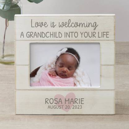 Personalized Grandparents Wood Picture Frame Love Is Custom Baby Photo Frame