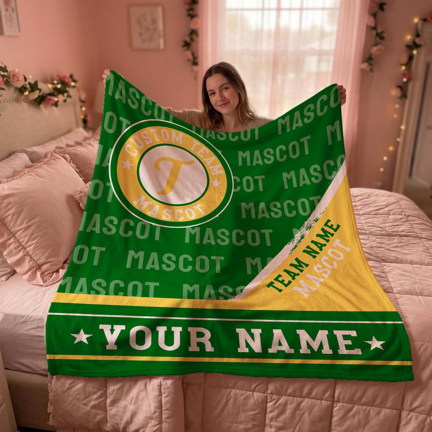 Personalized Sports Team Blanket – Custom Mascot & Name