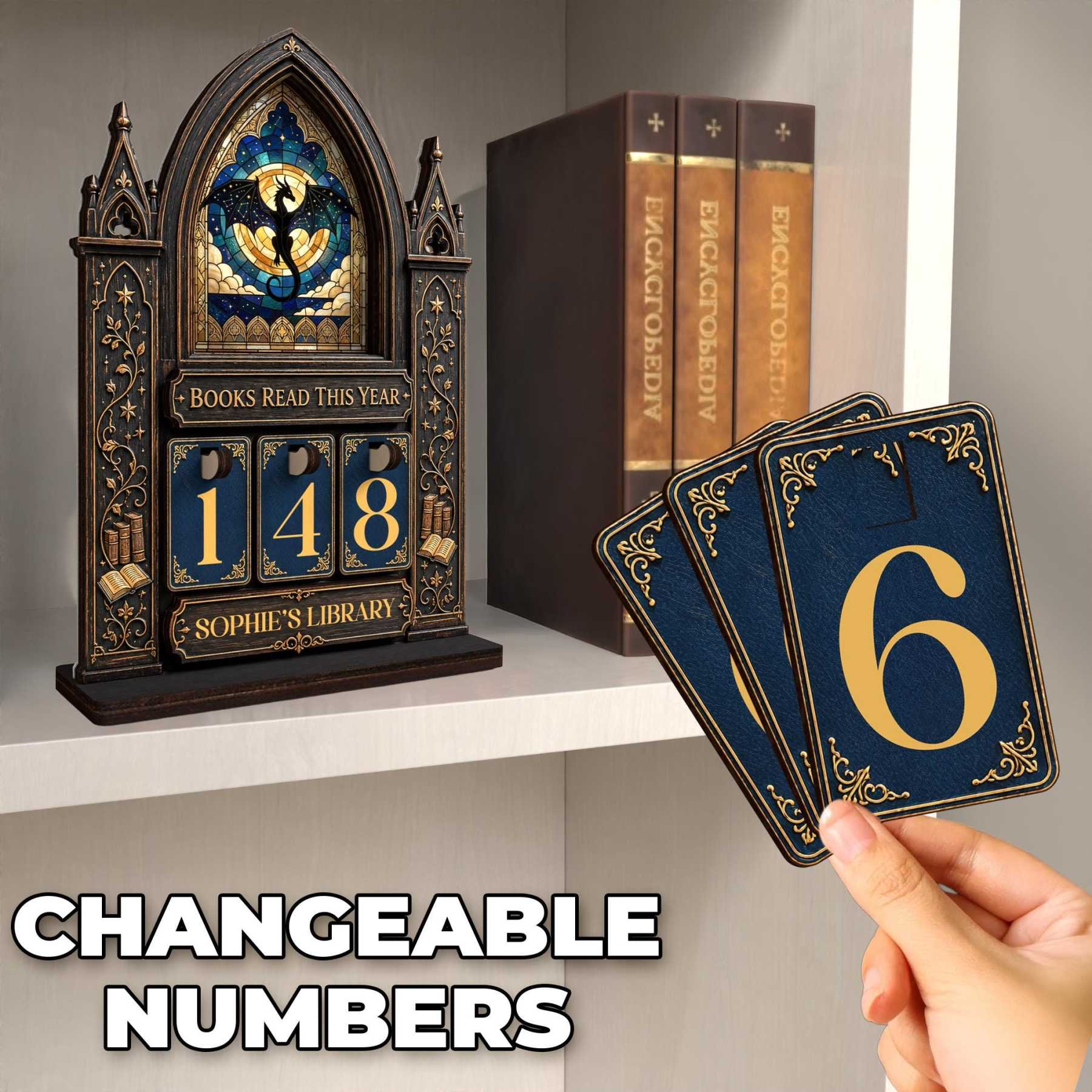 Personalized Fantasy Book Tracker Wooden Reading Counter Custom Night Court Library Decor for Book Lovers