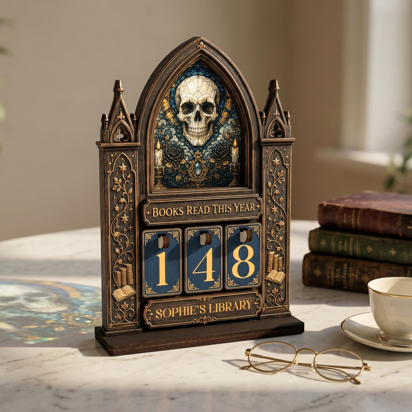 Personalized Fantasy Book Tracker Wooden Reading Counter Custom Night Court Library Decor for Book Lovers