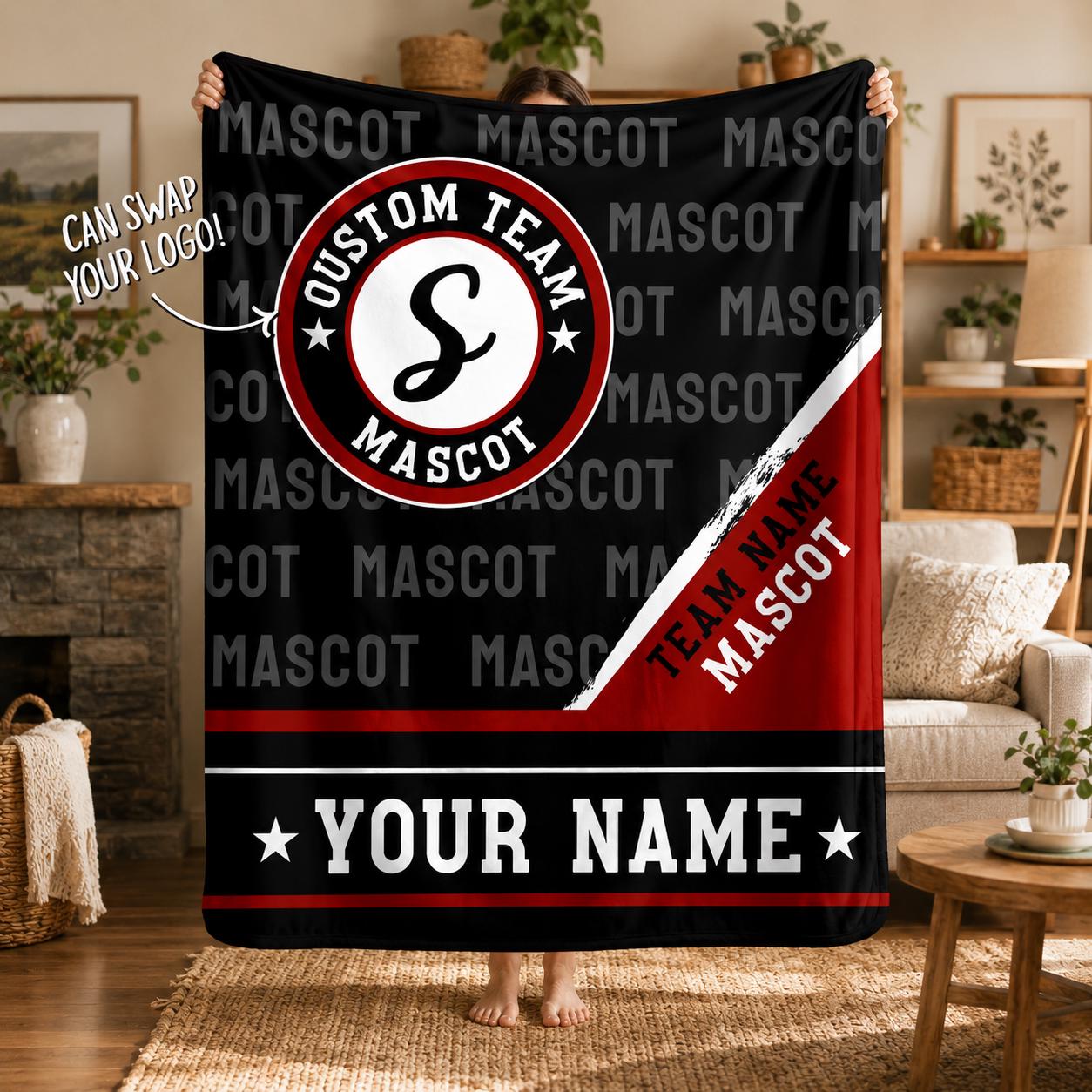 Personalized Sports Team Blanket – Custom Mascot & Name