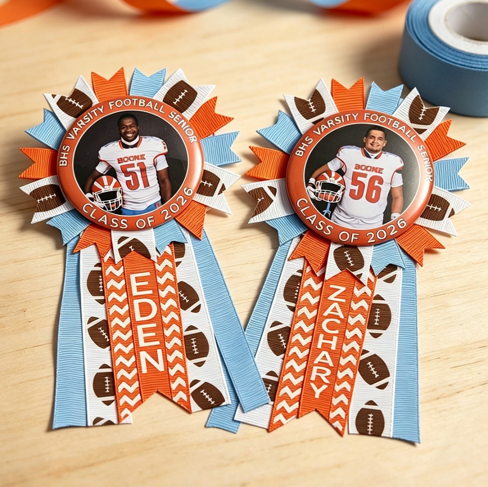 Personalized Sports Brag Button Custom Athlete Photo and Team Spirit Pin for Game Day and Senior Night