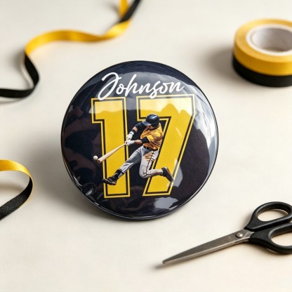 Personalized Sports Photo Button Custom Athlete Pin Senior 2026 Cheer Dance Soccer Softball Volleyball Game Day