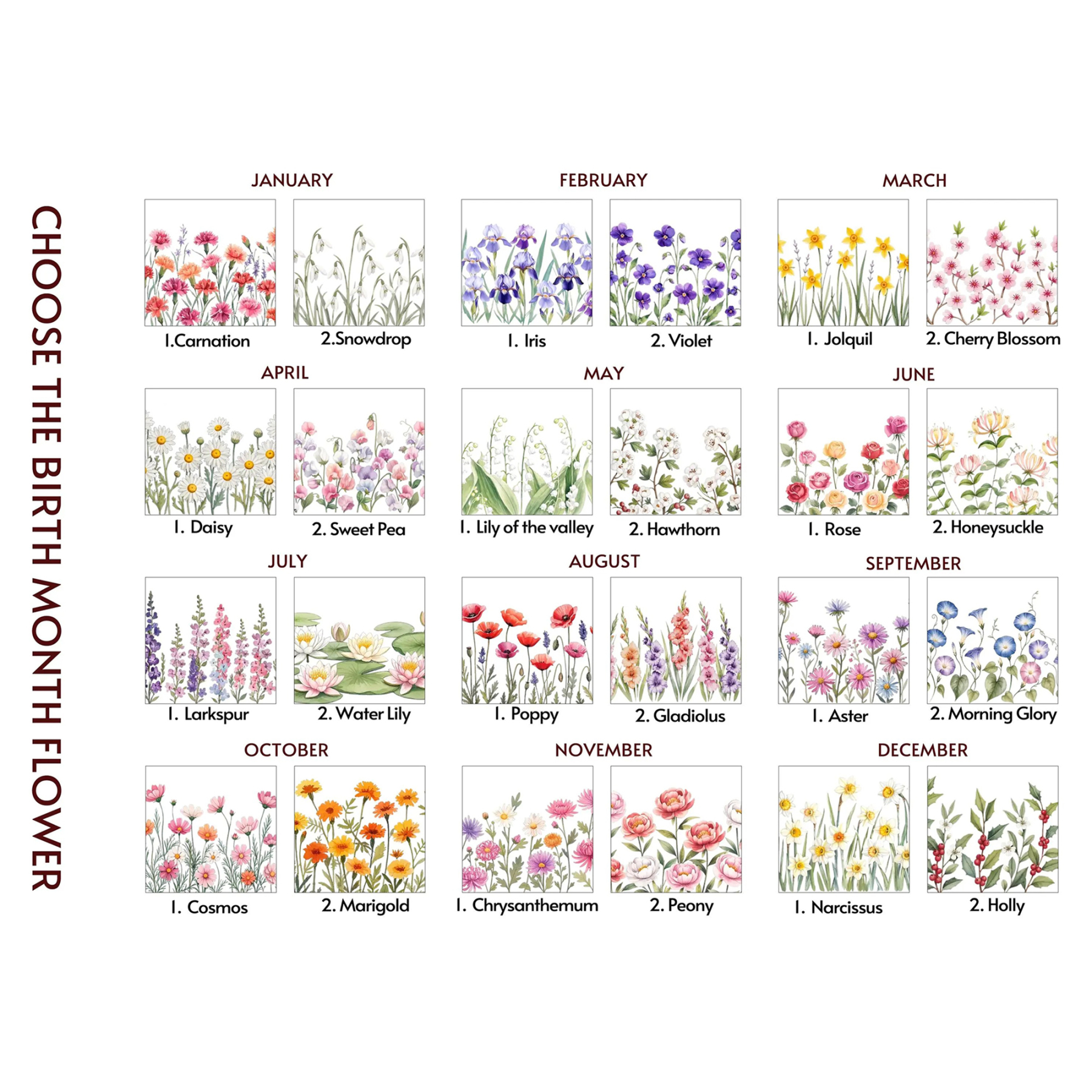 Personalized Birth Flower Book Basket Custom Name Gift for Book Lovers