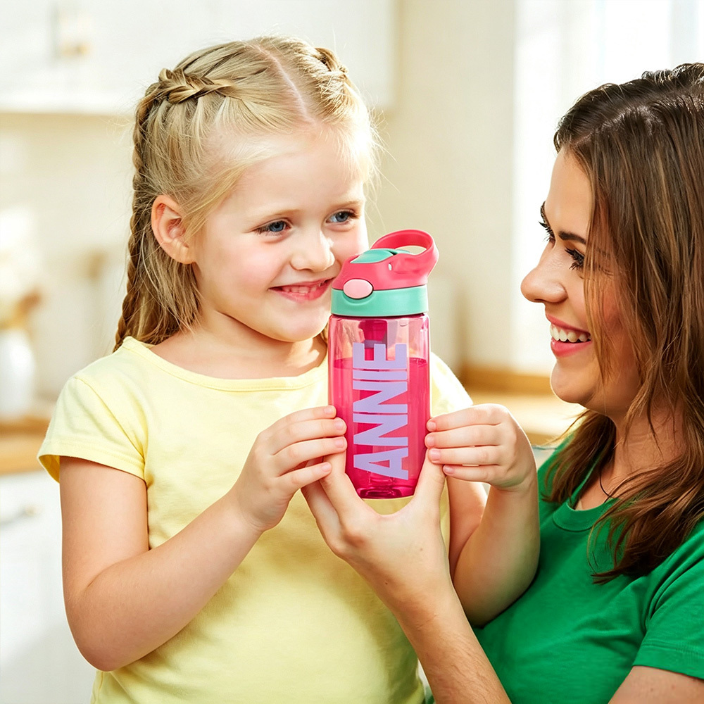 Personalized Kids Water Bottle with Name, Leakproof Tumbler with Straw for School, Daycare, Camping & Outdoor Activities Gift for Boys and Girls