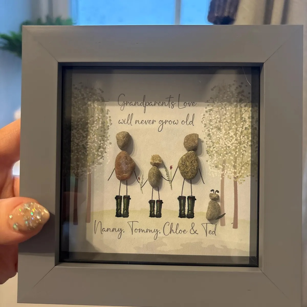 Personalized Grandparents Pebble Picture Custom Grandchildren Gift for Grandma and Grandpa